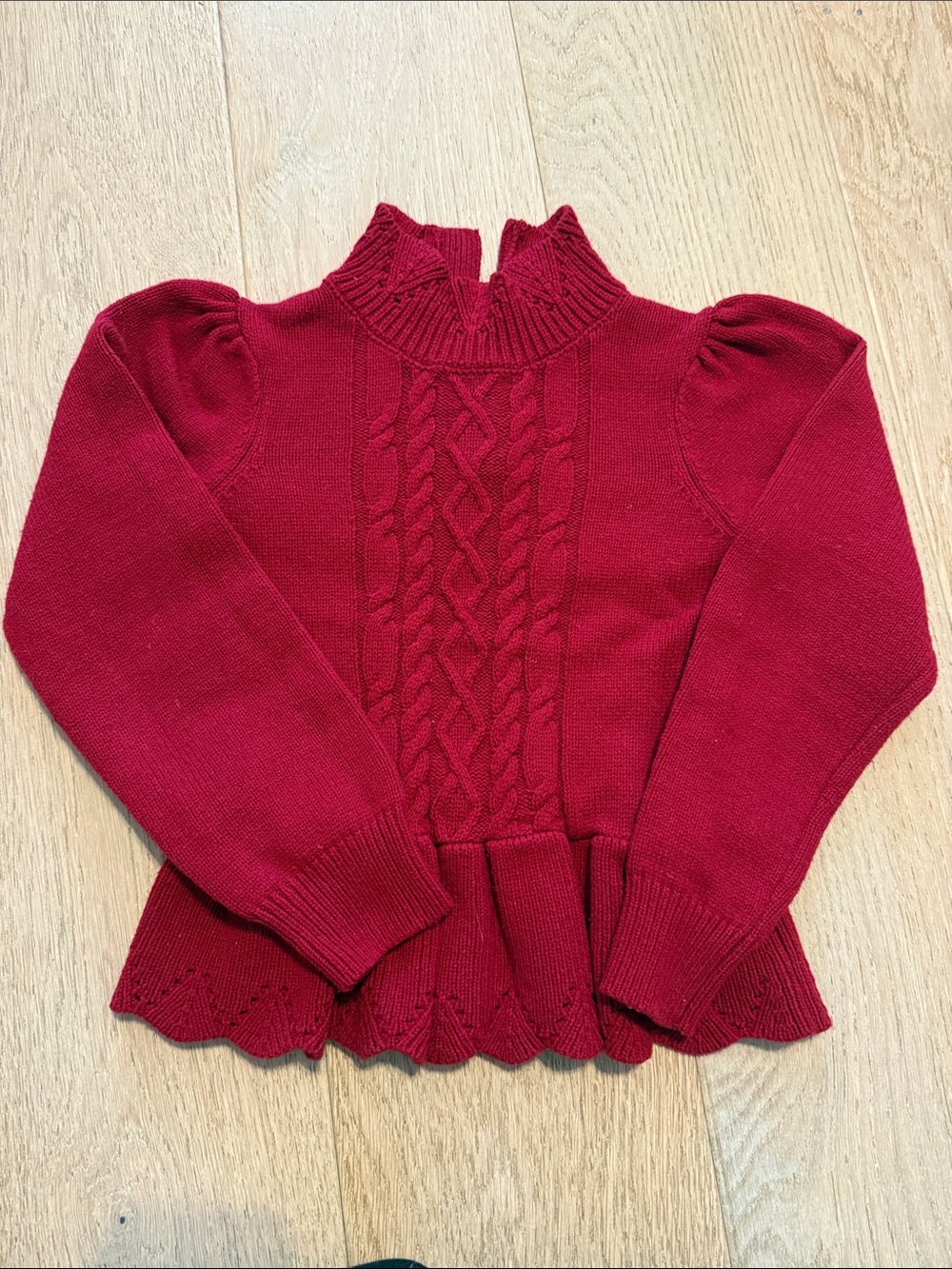 Janie and Jack Red Cable-Knit Peplum Sweater
